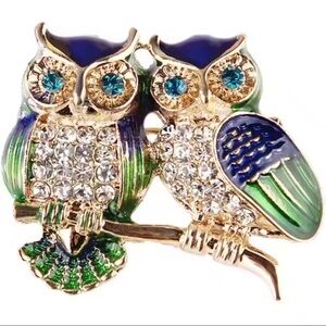 Green Owl Brooch
